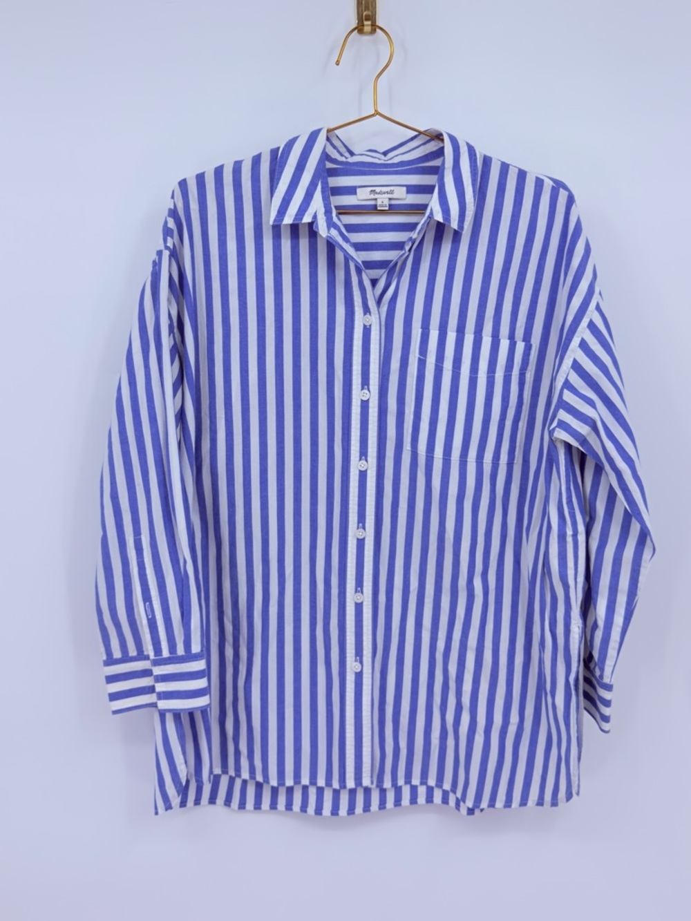 Madewell Blue White Striped Button Down Shirt Size Small Cotton Classic